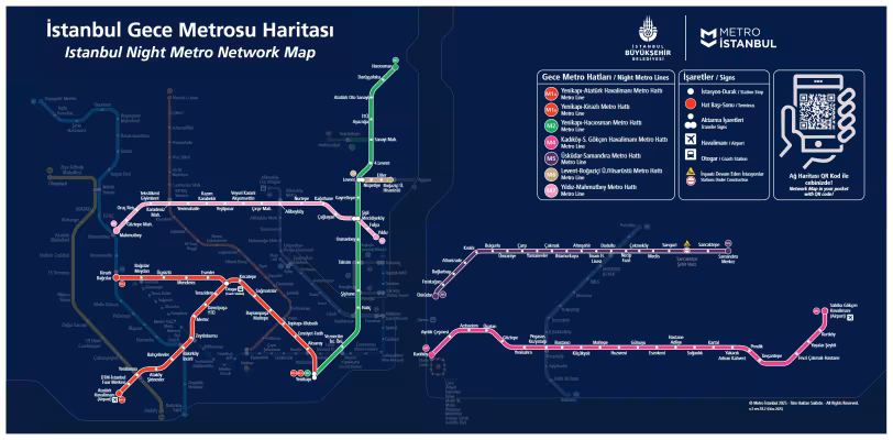Istanbul Night Metro Map