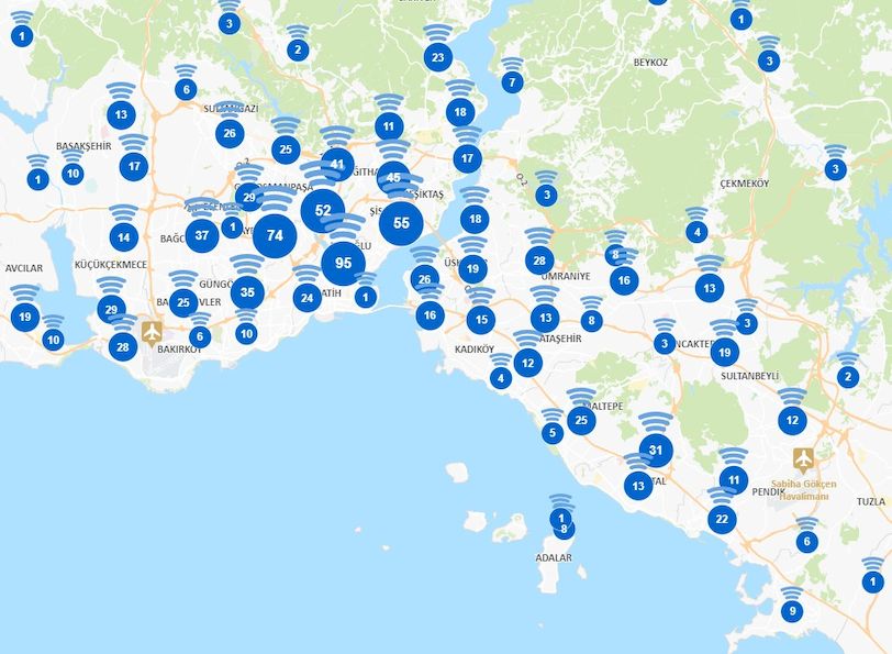 İstanbul ücretsiz Wifi noktaları