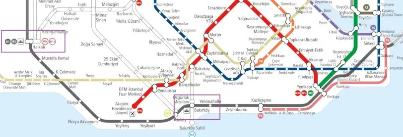 İstanbul YHT durakları harita 1